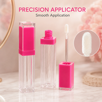 Emballage cosmétique en plastique transparent carré personnalisé, tube à gloss à lèvres vide avec applicateur, conteneur à gloss à lèvres OEM