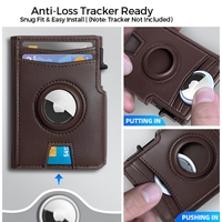 Cartera de Cuero Delgada Negra Personalizada para Hombre con Cierre Magnético RFID, Billetera Inteligente Automática con Compartimento para Tarjetas de Identificación