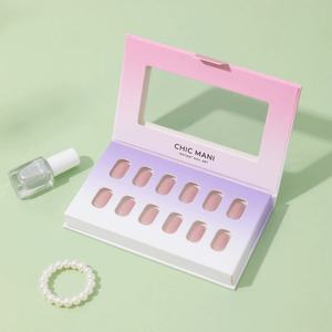 Faux ongles artificiels biodégradables en matériaux recyclés, boîtes rigides en papier de luxe, emballage pour ongles en carton coloré avec éponge - Product Image 4