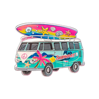 Aimant de réfrigérateur en résine, forme irrégulière, aux couleurs vives, thèmes Rétro Hippie Van, Bus de la Paix, Surf, Planche de surf, Camping-car vintage, décoratif