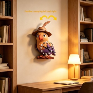 Reloj <span class=keywords><strong>de</strong></span> Pared 3D Creativo con Diseño <span class=keywords><strong>de</strong></span> Loro Oscilante con Plumas, Funciona con Pilas, Oscilación Izquierda/Derecha, Diseño <span class=keywords><strong>de</strong></span> Animal Adorable para Dormitorio o Habitación Infantil - Product Image 3