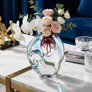 Jarrón Decorativo Moderno, Estilo de Lujo Ligero, Jarrón de Cristal para Decoración del Hogar, Centro de Mesa, Oficina, Hierba de Pampas, Flores Secas - Product Image 2