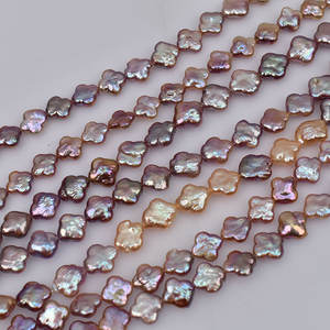 Collier et boucles d'oreilles faits à la main en trèfle baroque, accessoires, environ 13 mm, perles d'eau douce naturelles blanches, perles en vrac - Product Image 4