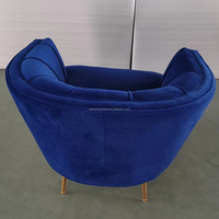 Fauteuil individuel moderne en velours rembourré avec dossier pour restaurants, bars et salons