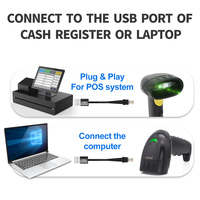 Incode 1D Qr escáner de código 2D escáner de código de barras de mano pistola de escaneo de código de barras con cable Qr lector de código USB para supermercado