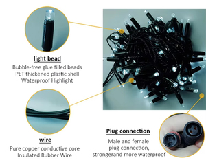 ไฟต้นไม้แบบเสียบปลั๊ก ไฟประดับสีขาวอบอุ่น IP65 กันน้ำ ไฟ LED สำหรับตกแต่งภายนอกอาคารในเทศกาลคริสต์มาส - Product Image 4