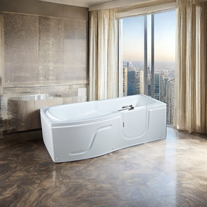 מלבן אקריליק לבן מודרני דלת אמבטיה/אקונית נכים 1 אדם אמבטיה ספיגה מלונות 1.8 מ' אורך ניקוז מכירה ישנה - Product Image 6