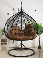 Fauteuils suspendus en osier pour jardin extérieur, chaises longues avec support et coussin résistant aux UV, siège pliable en forme de panier