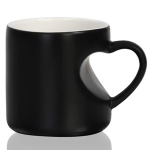 Toptan sevgililer günü siyah 10oz benzersiz tasarım sevimli kalp kullanımlık seramik içme kahve kupa kulplu fincan - Product Image 1