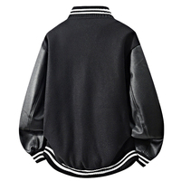 Vestes de baseball matelassées noires surdimensionnées pour hommes, taille plus, logo personnalisé, boutonnées, décontractées, légères, style bomber, veste letterman