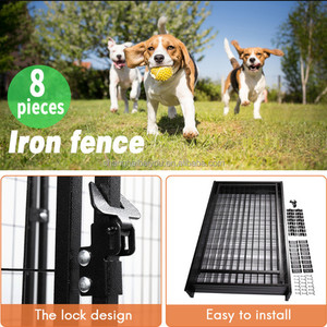 Kandang Anjing Besi Kokoh Mudah Bongkar Pasang, Kandang Mewah untuk Anjing Besar, Rumah Anjing Luar Ruangan dengan Kotak Atap - Product Image 6