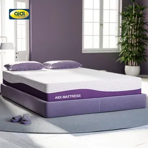 Customized Purple Mattress Queen King Size With High Quality Knitted Fabric Gel Memory Foam Hybrid Mattress Roll Up In A Box