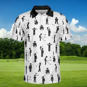 Polo de golf personnalisé en jersey de polyester et élasthanne imprimé par sublimation sur toute la surface, design gratuit, logo personnalisé, tissu respirant et à séchage rapide - Product Image 2