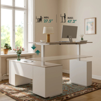 Bureau debout électrique en forme de L avec tiroir latéral, réglable en hauteur, couleur et taille personnalisables, OEM ODM, usine de Foshan