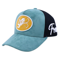 Casquette de baseball brodée à 5 panneaux, personnalisable, pour homme, en maille, avec logo personnalisé, en daim, style trucker, haute qualité, fabrication ODM/OEM