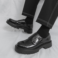 Sepatu Pria Formal Kulit Berkualitas Tinggi Model Bulat, Ukuran Besar, Sol Tebal, untuk Kantor, 3072 Fashion