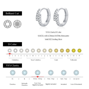 Exquisite S925 Sterling Silver Rhodium Plated Trendy CMA Certified Classic Sparkling Double Row Geometric Moissanite Earrings - Product Image 3