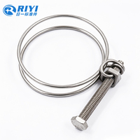 Collier de serrage double fil en acier inoxydable avec boulon hexagonal M8 et écrou pour applications de fixation de flexibles hydrauliques en caoutchouc et silicone ODM OEM
