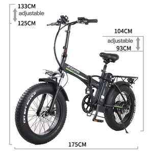 Pneu dobrável para bicicleta ebike, velocidade rápida, 48v, 800w e 15ah, elétrico, 20 ", pneu gordo, ciclomotor, cidade, neve, estrada, commudo para homens e mulheres