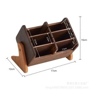 Wooden <b>Desktop</b> Cosmetic Organizer Solid Wood Makeup Brush Lipstick Storage Rack For Skincare Perfume Jewelry Household Use - Product Image 5
