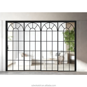 Porta Scorrevole Moderna a Tre Pannelli con Vetro Triplo, Funzione Antifurto, Superficie Rifinita per Villa, Sala, Ufficio, Edificio, Sala da Pranzo - Product Image 1