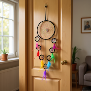 Atrapasueños de 18x70cm con Plumas de Arcoíris para Decoración de Pared - Product Image 2