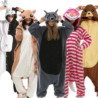 Kigurumi pijama de animais para adultos, pijama de gatos, tubarão, raposa, desenhos animados dragão, presente de natal