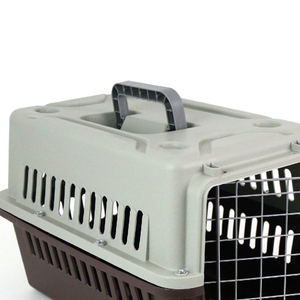 Cage de transport pour animaux de compagnie bicolore caramel et gris, couleur caramel - Product Image 4