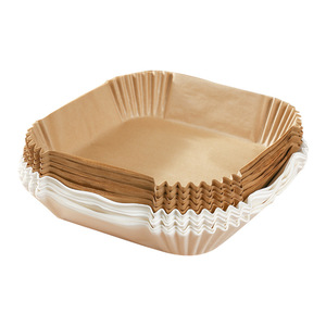 Papier sulfurisé en silicone alimentaire jetable de 8 pouces pour friteuse à air carrée, idéal pour les plats et moules de cuisson - Product Image 1