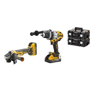 Kit perceuse sans fil et meuleuse d'angle DeWalt Power Stack 18V avec coffret de rangement - Product Image 1