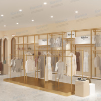 Kainice Porte-vêtements sur pied en acier inoxydable doré brillant personnalisé moderne Boutique de vêtements présentoirs pour robes