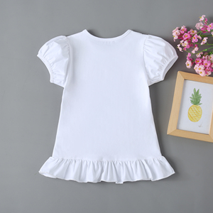 <span class=keywords><strong>Camiseta</strong></span> de manga corta con <span class=keywords><strong>volantes</strong></span> de colores sólidos personalizada de fábrica OEM para niñas, camisetas blancas lisas de algodón 100% para niñas - Product Image 2