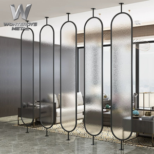 Cloison de séparation en verre et acier inoxydable rotative, personnalisable, moderne, minimaliste, multifonctionnelle et opaque - Product Image 4