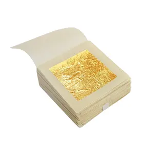 Blad Olieverf Papier Vellen 24K Lijm Bed Puur Eettafel Eetbaar Masker 23K Metalen Rollende Esdoorn Vergulde Goudfolie