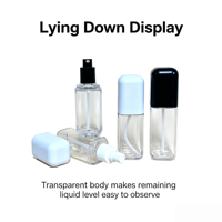 Bouteille pulvérisateur carrée en plastique transparente de 100 ml et 120 ml, personnalisée en usine, avec couvercle, pour lotion hydratante