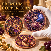 Pièces de monnaie rondes en cuivre pur 999 de 1 oz, série Mythologie Grecque Antique, Dionysos, pièce de collection en métal coloré à haute relief, artisanat