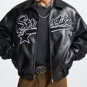 Vestes de moto pour hommes imperméables, respirantes, écologiques, coupe-vent, vintage, en PU personnalisé avec impression personnalisée - Product Image 1