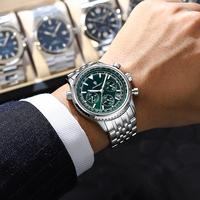 Reloj Poedagar 960 Luminoso a Prueba de Agua para Hombre, Reloj de Cuarzo Cronógrafo de Acero Inoxidable de Lujo para Hombre