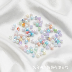 Acrylic Pearl Plated Loose Pearls Round Shape <b>For</b> Jewelry Making Multicolor 6mm Environmental Friendly Jinhua Origin - Product Image 2