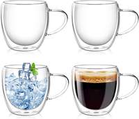 EX-02 Grosir Gelas Kopi Kaca Borosilikat Gelas Kopi Latte Teh Gelas Kopi Berlapis Ganda dengan Pegangan