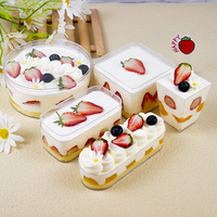 Boîtes à dessert rectangulaires en PS rigide pour emballage de gâteaux et tiramisu, transparentes, vente en gros d'usine