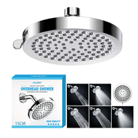 Système de douche à effet pluie en plastique LEELONGS, 6 pouces, 5 modes, luxe pour salle de bain, haute pression, chromé, pomme de douche cascade réglable