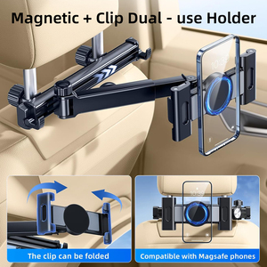 Flexible Alloy+Plastic <b>Car</b> Seat Headrest Hook Magnetic Phone <b>Tablet</b> <b>Holders</b> Stretchable Adjustable Anti-Slip Stable 360 Rotation - Product Image 3