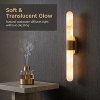 Lampe murale verticale linéaire LED moderne de luxe, à intensité variable, avec abat-jour en marbre, pour salle de bain, coiffeuse, chambre, villa, hôtel, décoration