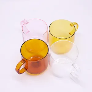 2022新しい色琥珀色ピンク黄色プロフェッショナル製造色手作り再利用可能な単層ガラスカップコーヒーカップマグ