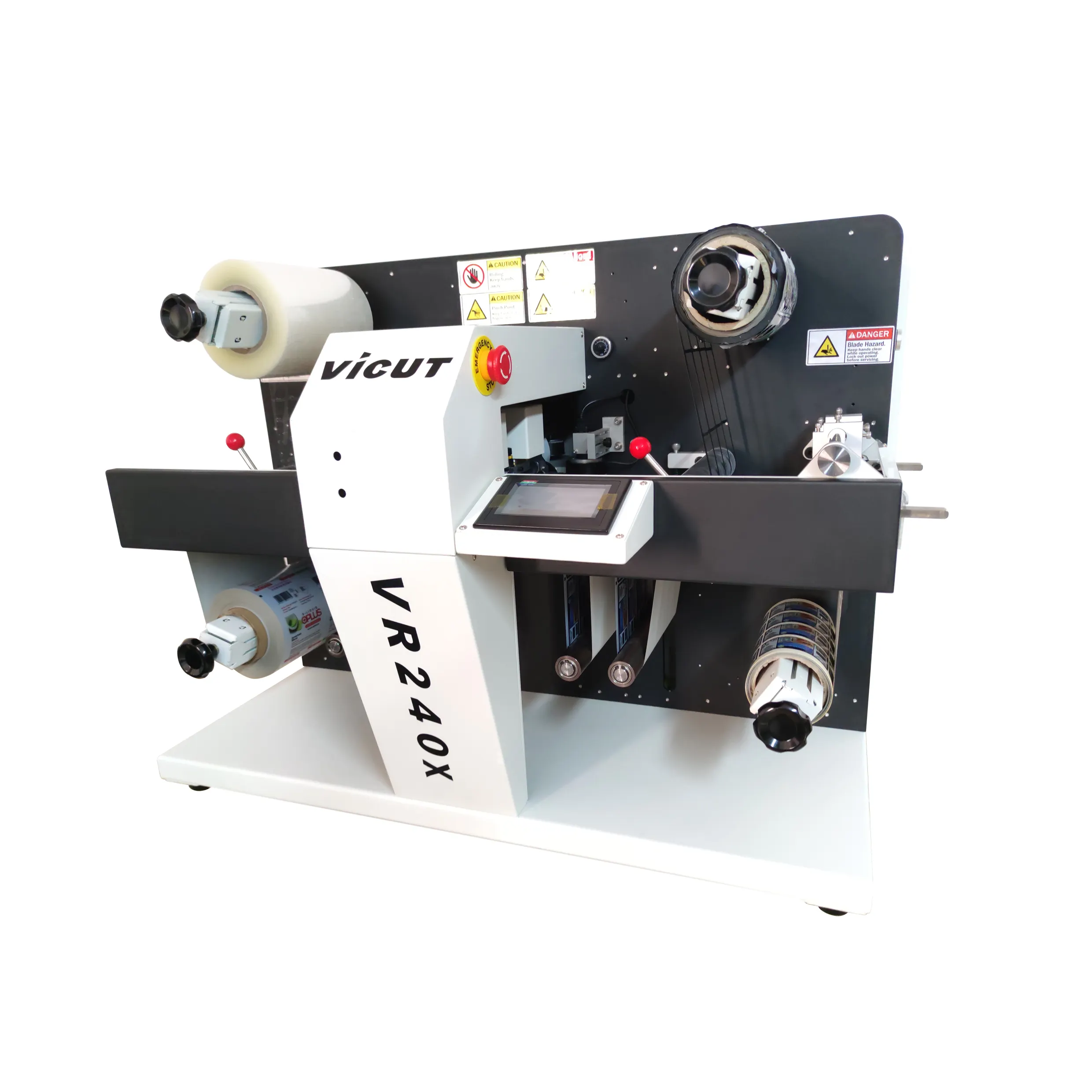 Vr240x Desktop Digitale Labelrol Voor Roll Flexo Printing Matrijzen Snijsnijsplitten Terugwikkelmachine