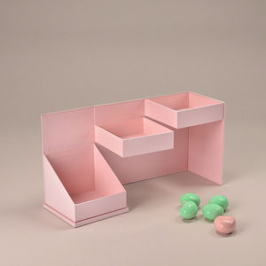 Boîtes de rangement et d'emballage cadeau pour bijoux avec fermeture magnétique rose personnalisée, joli design, boîte cosmétique rotative à 3 étages - Product Image 3