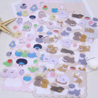 Autocollant en feutre doux, autocollant 3D épaissi en flocage, autocollant gaufré mignon chat, chien et oiseau pour la décoration de scrapbooking, journal et projets DIY