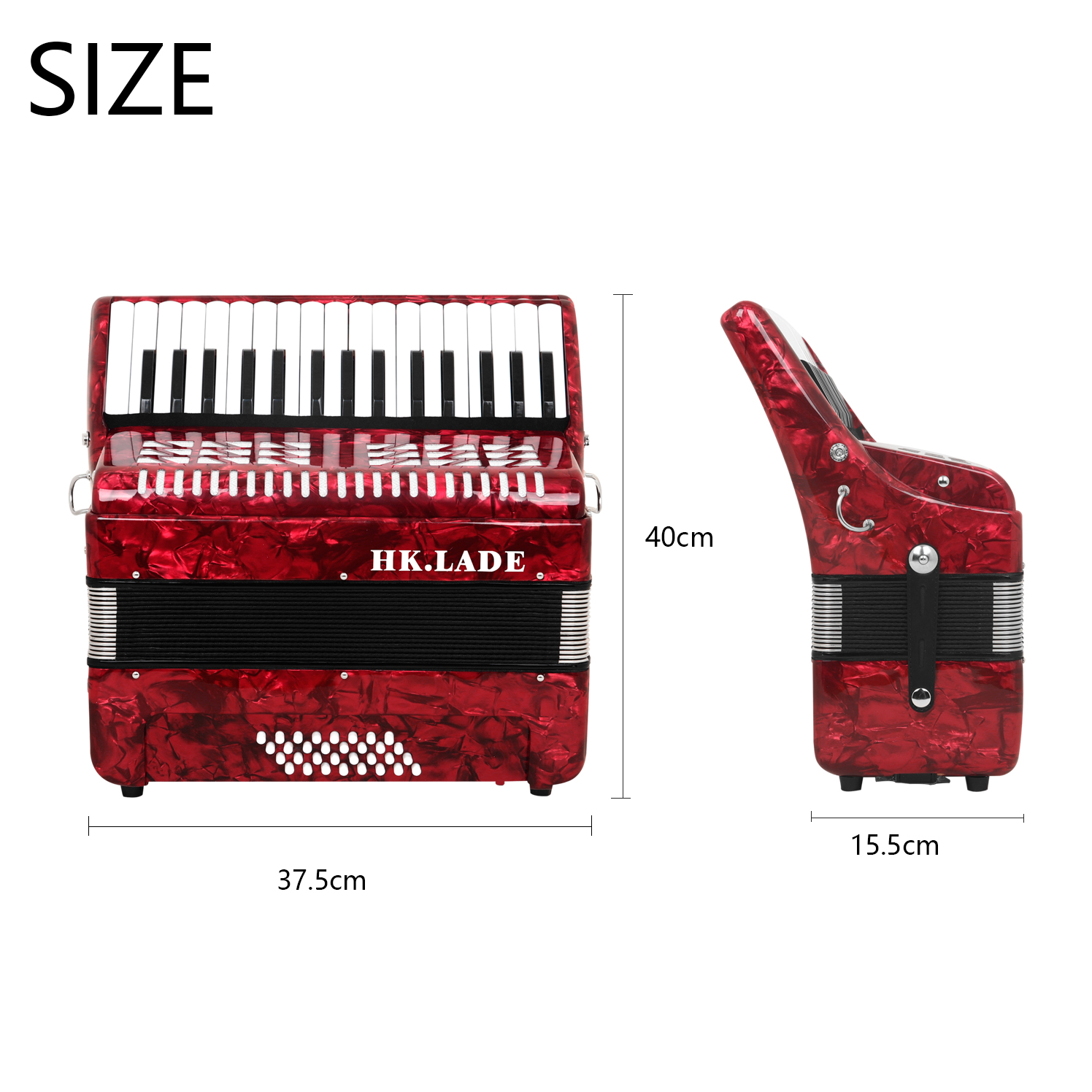 HK LADE 赤 32鍵 32バス アコーディオン プロフェッショナル用・ポータブル