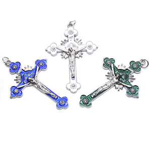 10개/세트 합금 교회 십자가 예수 종교 가톨릭 십자가 펜던트 - Product Image 3